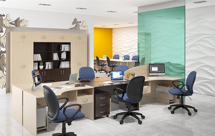 Офисный комплект мебели SIMPLE с эргономичными столами и шкафом в Березниках - изображение 5